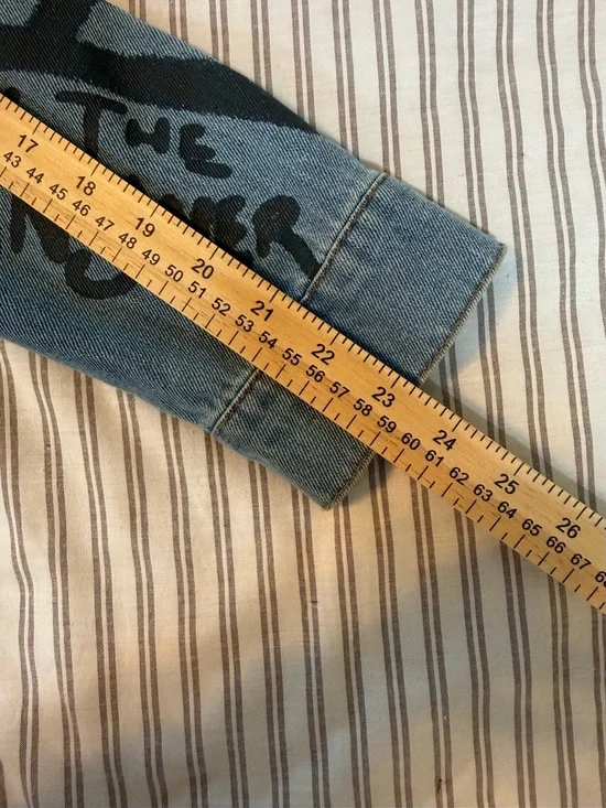 Chemistry Graffiti Print Butterfly Graphic Denim Jacket Size M - Picture 11 of 13